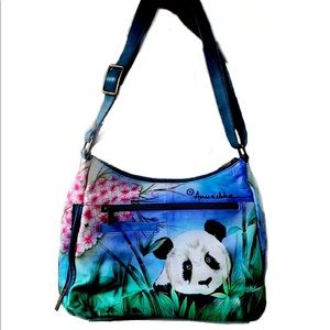 Anuschka Hand Painted Leather Panda Bag